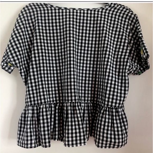 🍍Women’s Gingham Top Pineapple embroidered  Blouse 🍍. Size : M - Picture 2 of 13